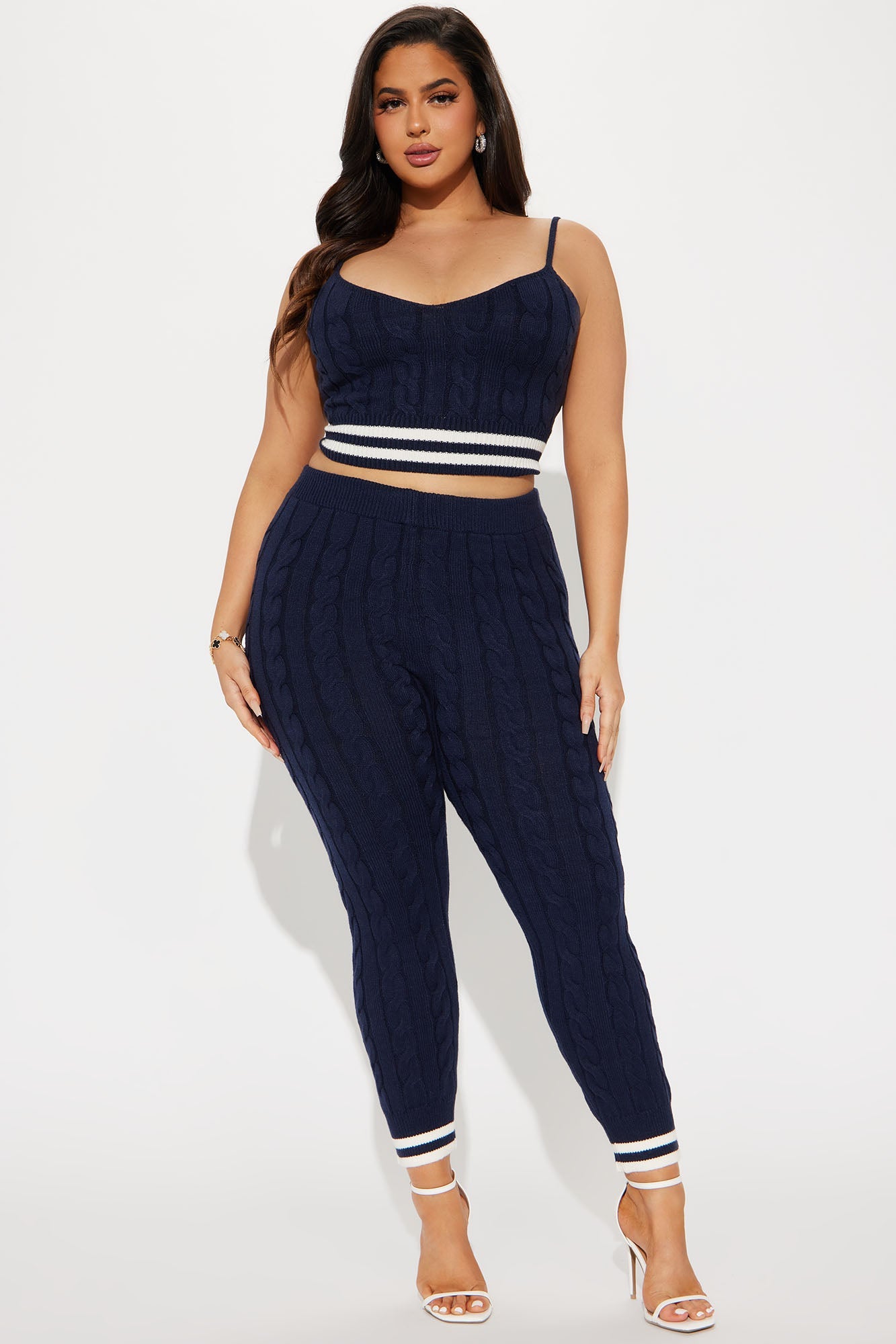 Alessa 3 Piece Sweater Legging Set - Navy