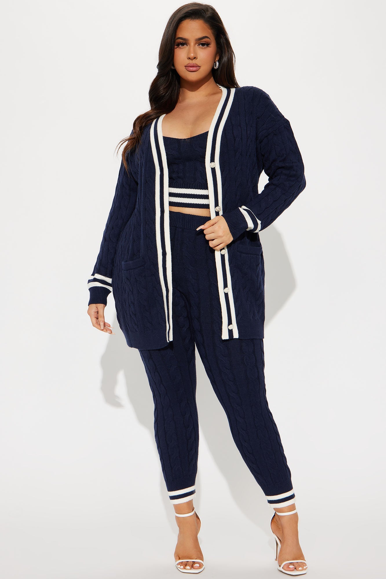 Alessa 3 Piece Sweater Legging Set - Navy