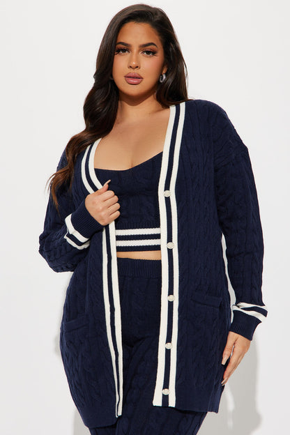 Alessa 3 Piece Sweater Legging Set - Navy