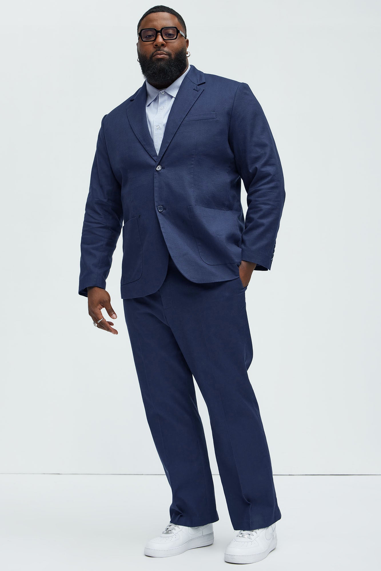 Travis Solid Texture Blazer - Navy