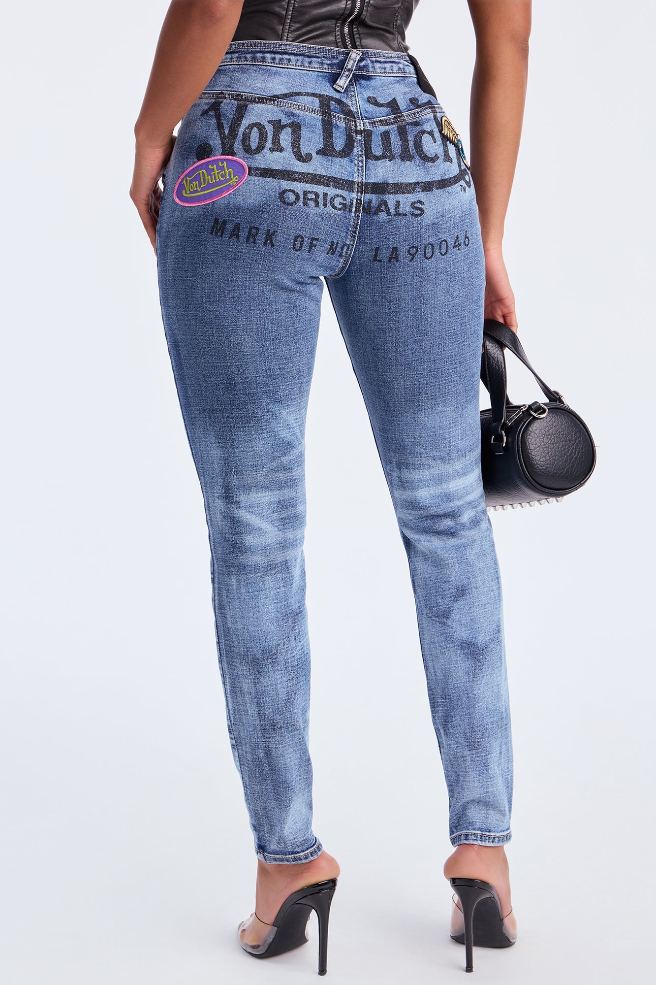 Von Dutch Eyeball Low Rise Skinny Jeans - Medium Wash