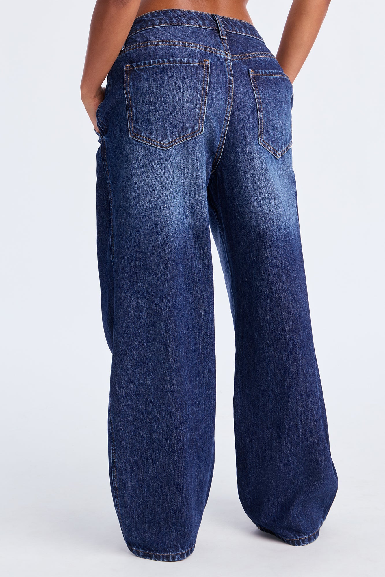 Roundabout Barrel Leg Jeans - Dark Wash