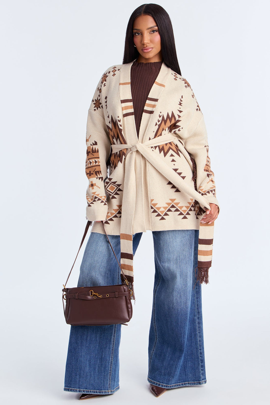 Your Favorite Aspen Fringe Cardigan - Taupe/combo