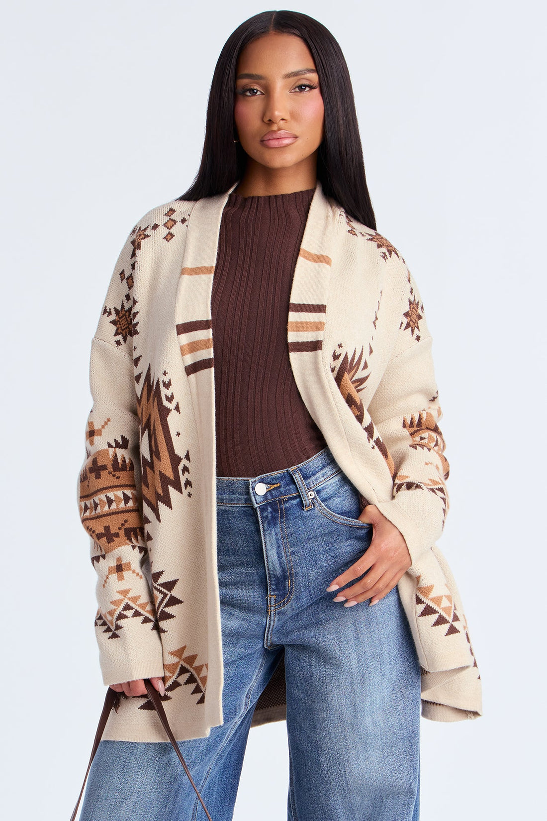 Your Favorite Aspen Fringe Cardigan - Taupe/combo