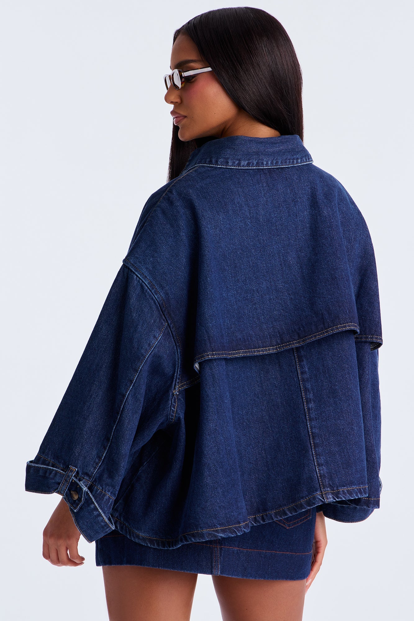 Lady In Waiting Denim Trench Coat - Dark Wash