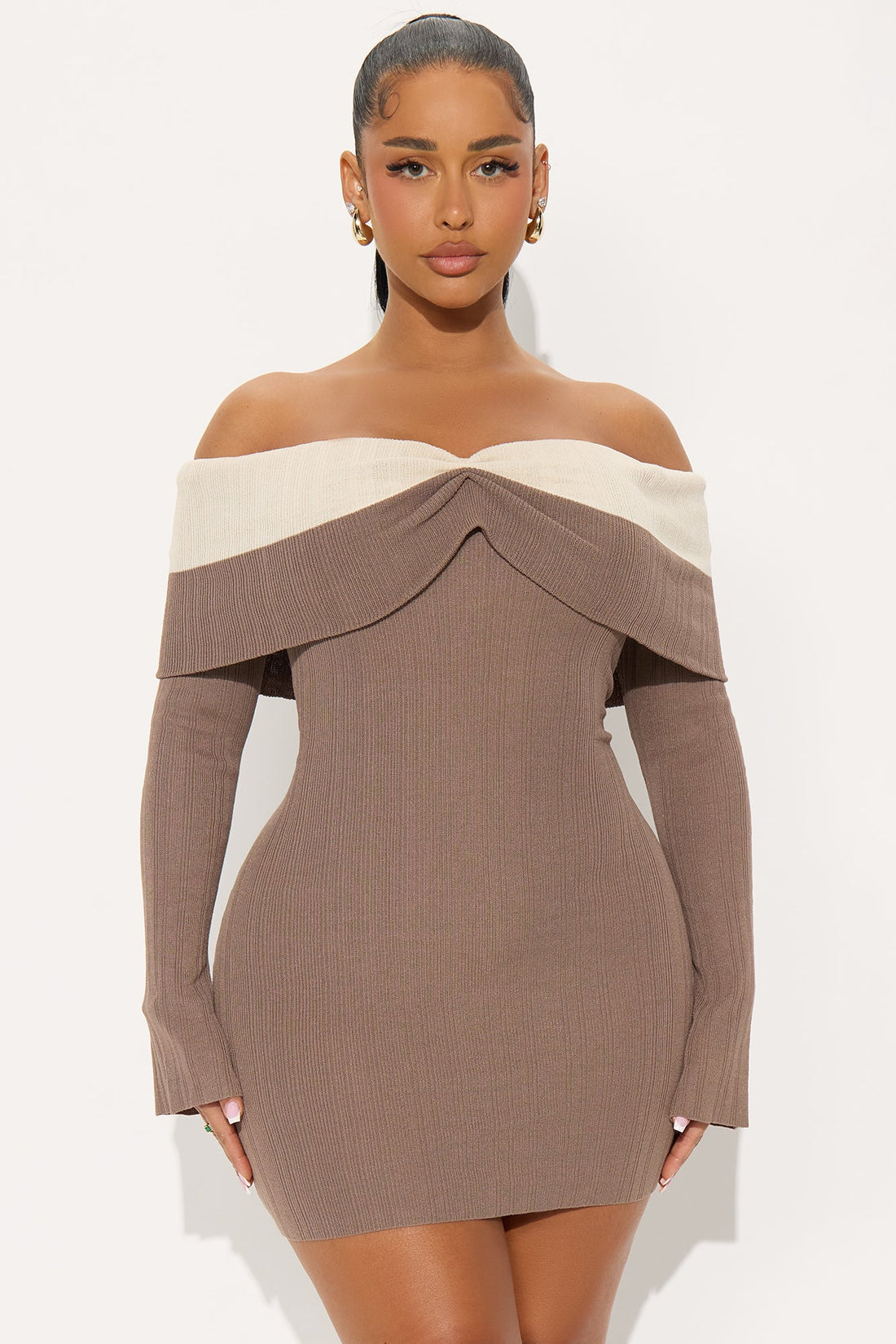 Spice Me Up Sweater Mini Dress - Mocha