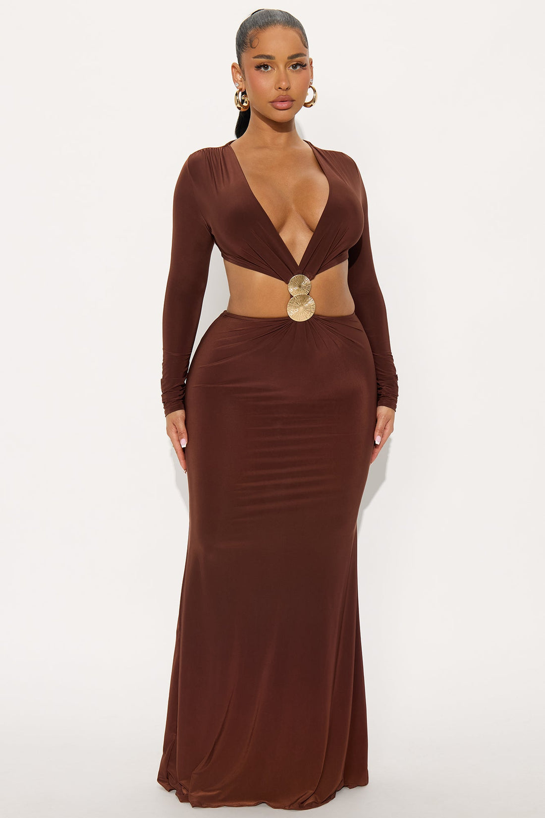 Groupie Love Cut Out Maxi Dress - Brown