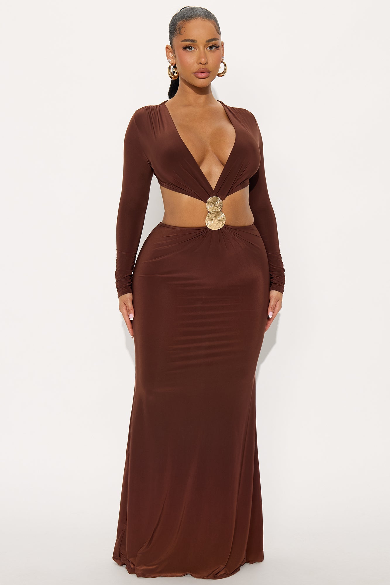 Groupie Love Cut Out Maxi Dress - Brown