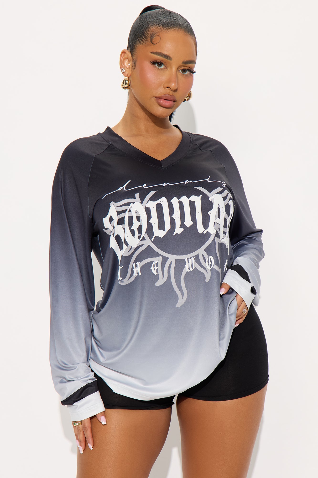 Rodman Jumbo Jersey Tee - Black/White