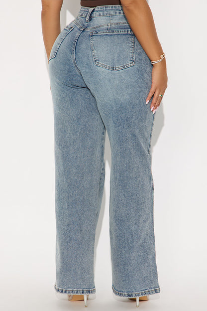 Newport Low Stretch Wide Leg Jeans - Light Wash