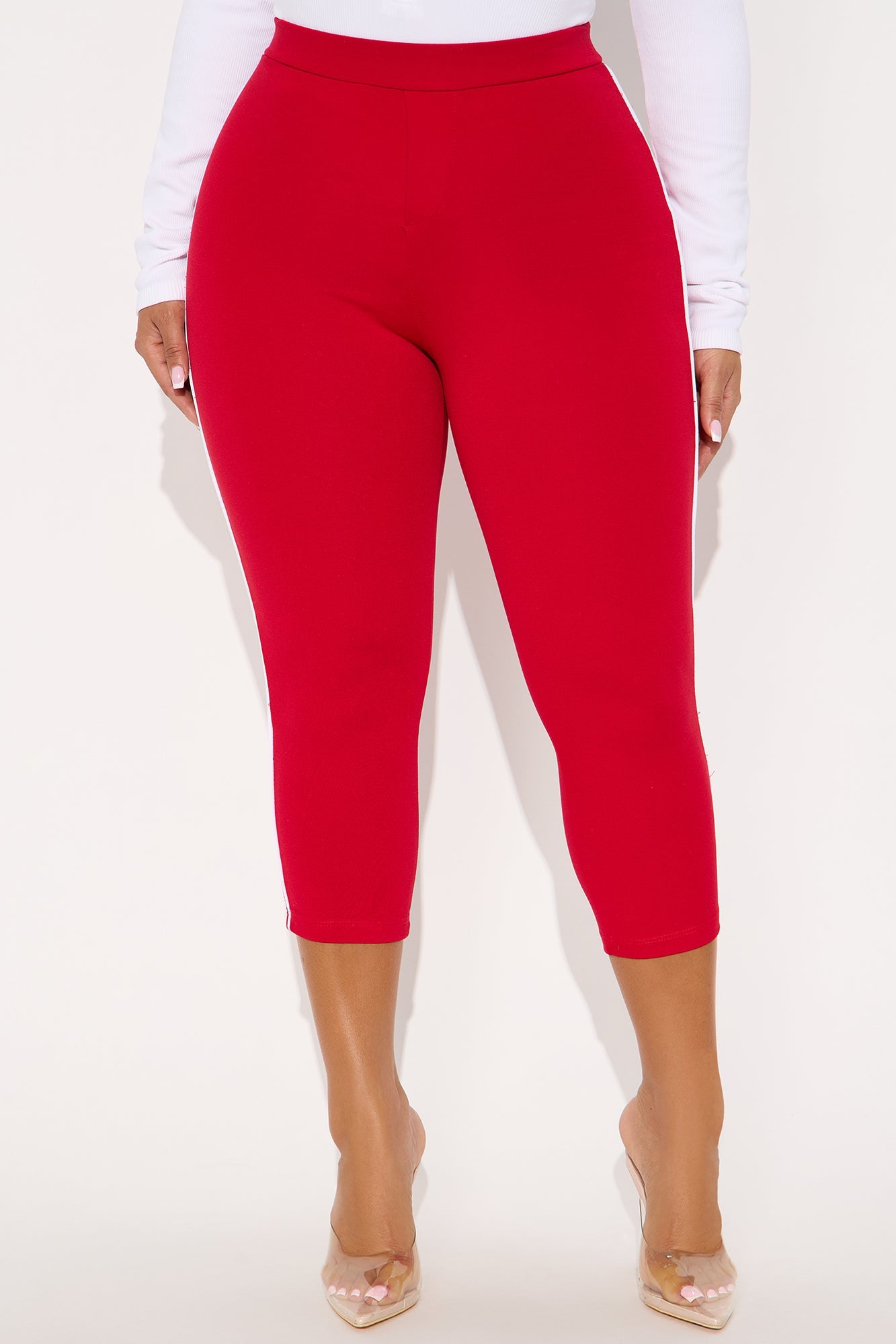 Shoot Your Shot Ponte Capri Legging - Red/White