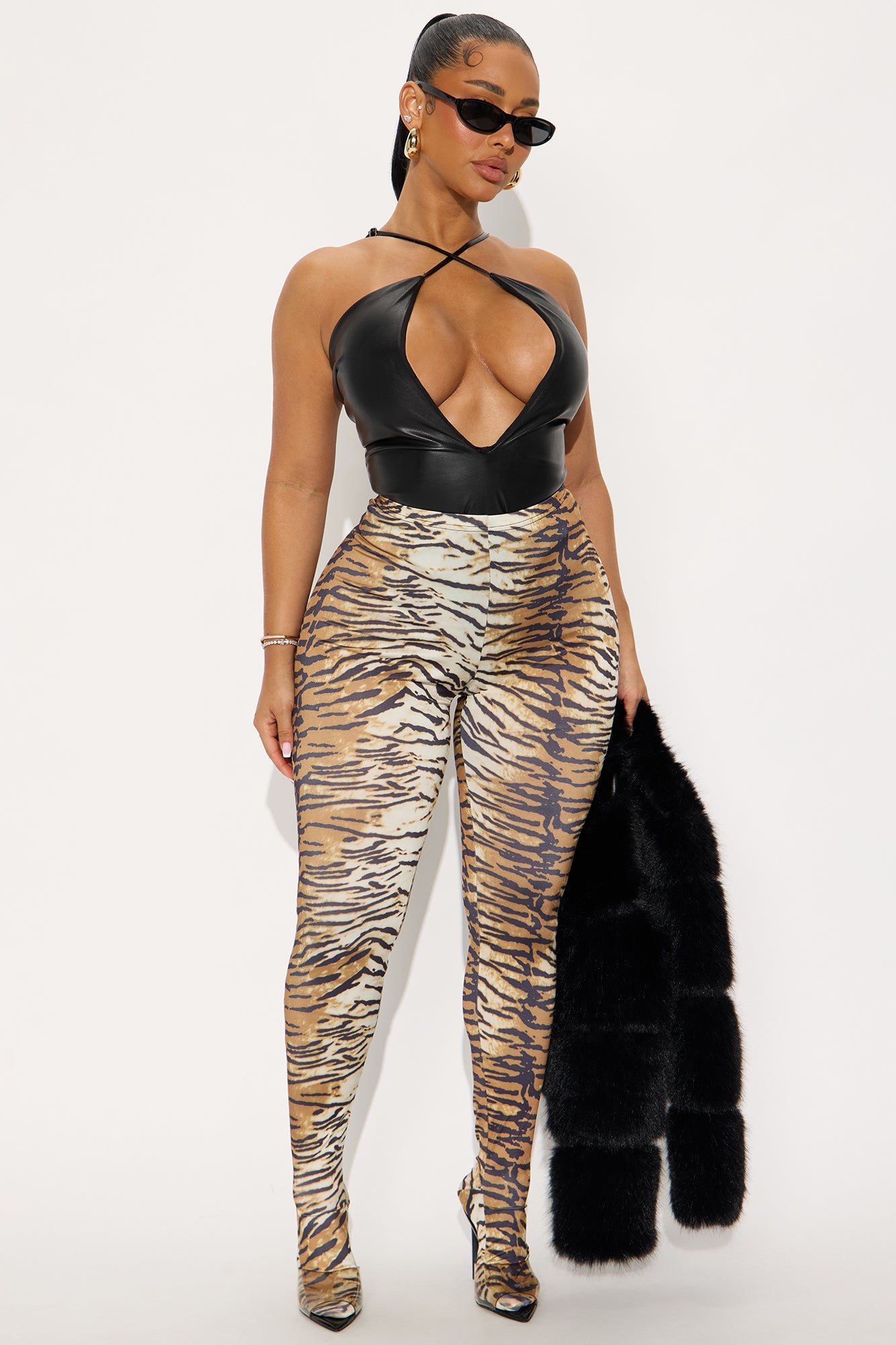 Secret Crush Tiger High Rise Legging - Cream/combo