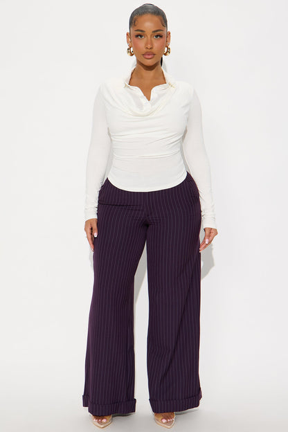 Glinda Long Sleeve Draped Top - Ivory