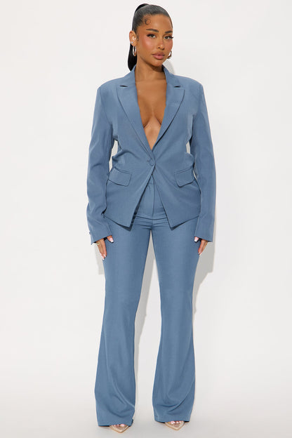 Breaking Even Flare Trouser - Slate Blue