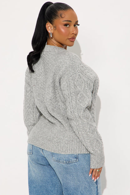 My Cup Of Tea Cable Knit Sweater - Grey