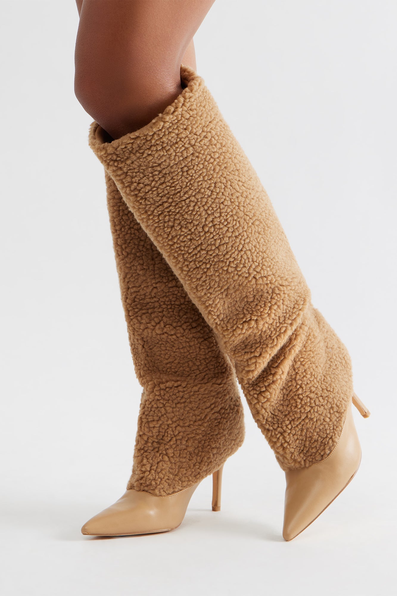 Winnipeg Sherpa Knee High Boots - Tan