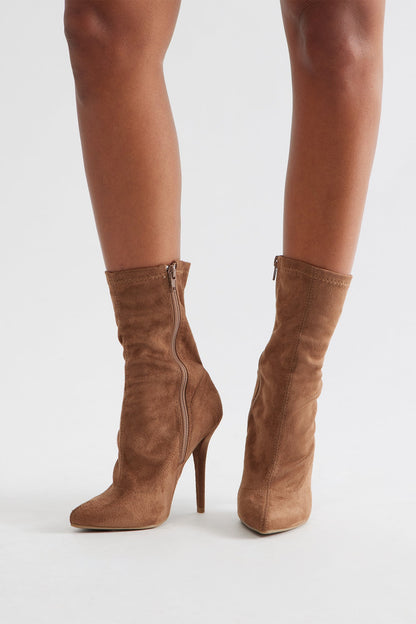 No Snakes Allowed Heel Bootie - LightBrown