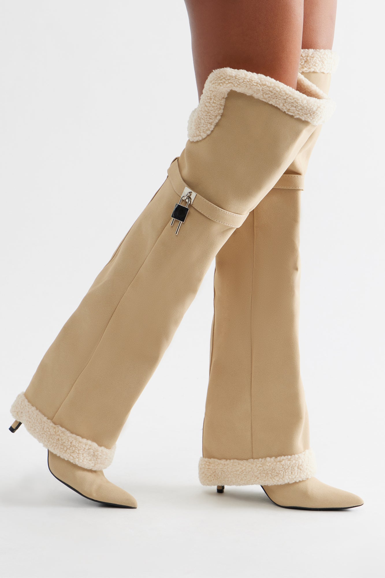 Chilled Out Thigh High Boots - Beige