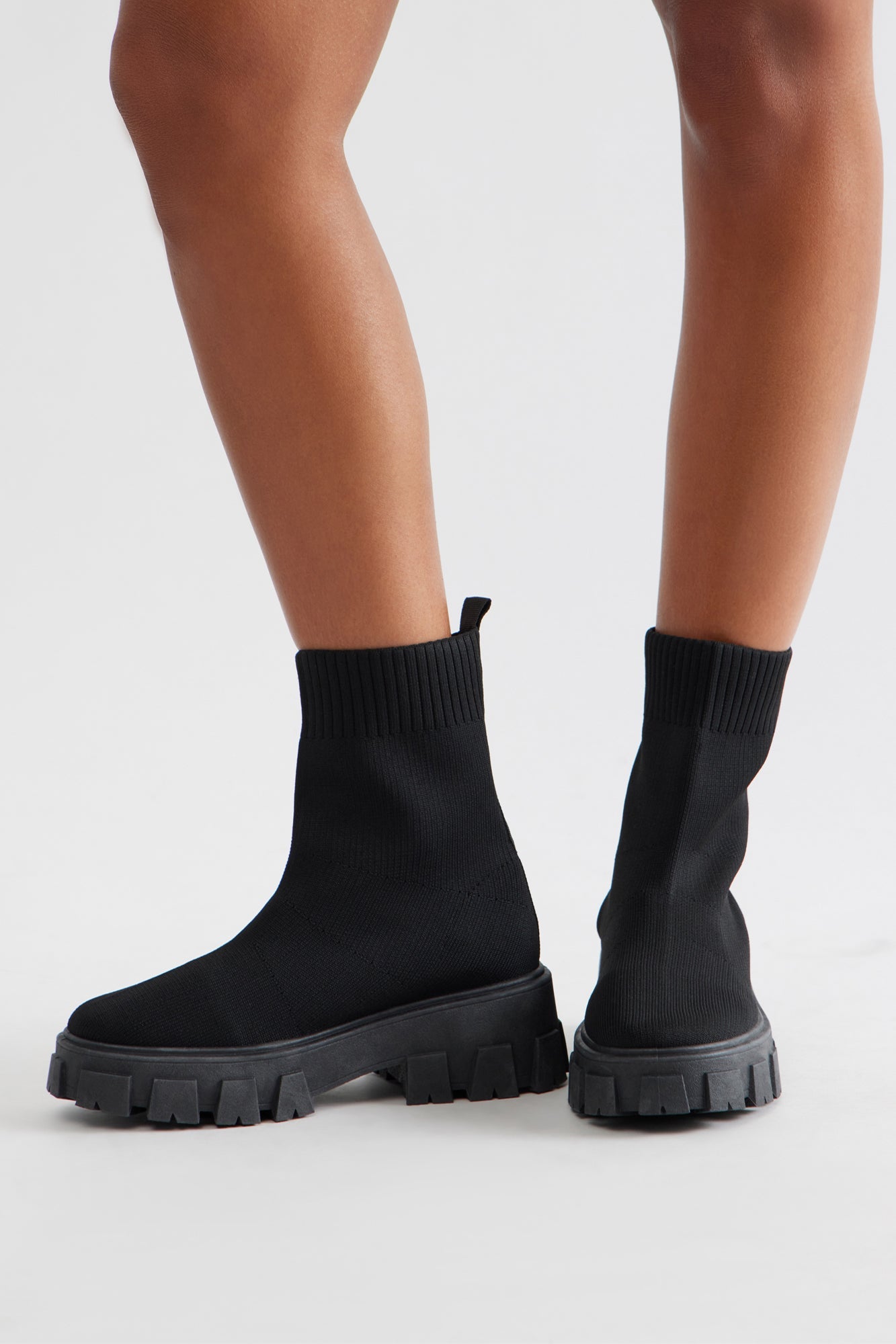 Trouble Droubled Knit Booties - Black