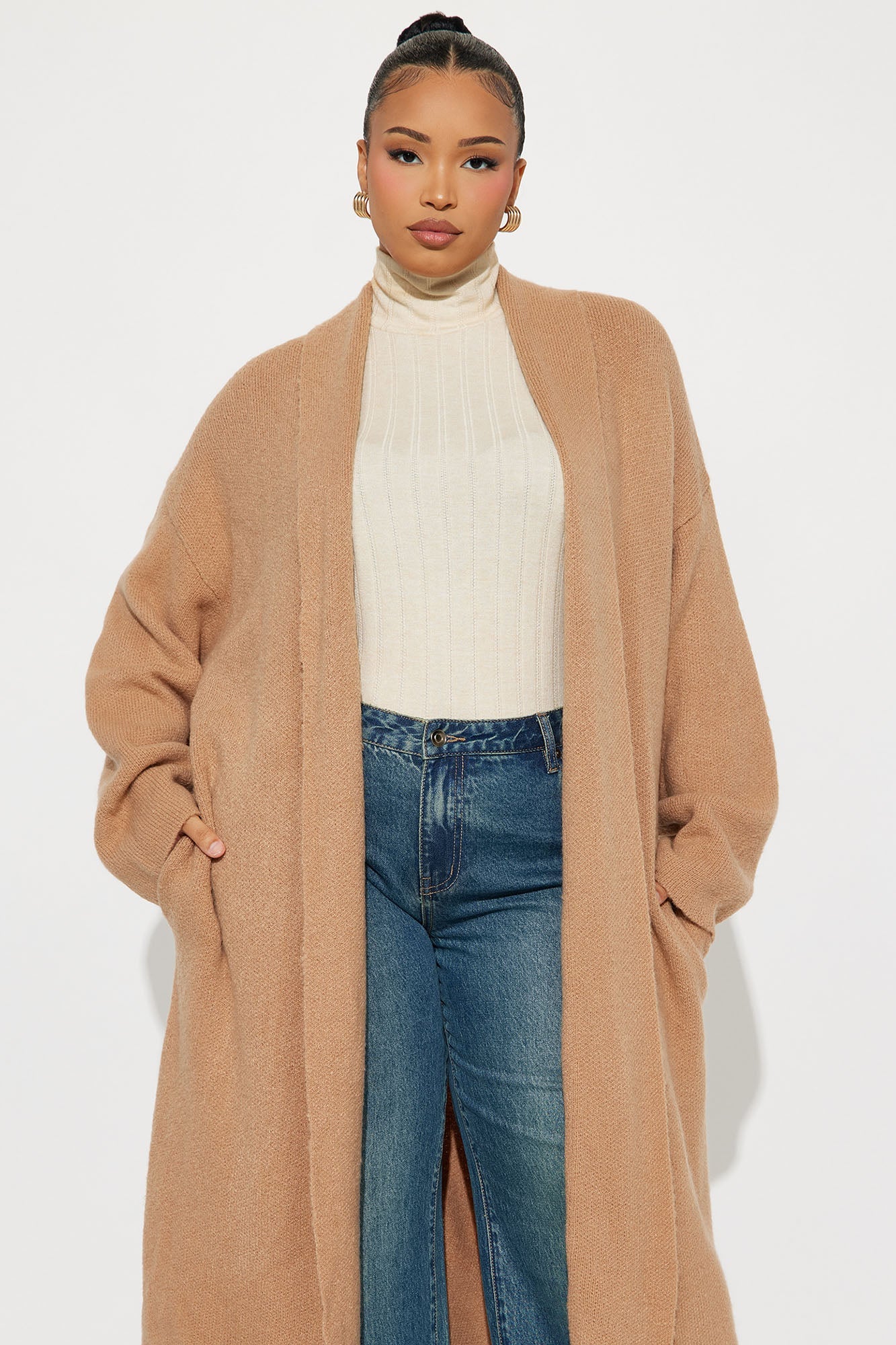 Winter Needs Open Front Cardigan - Taupe