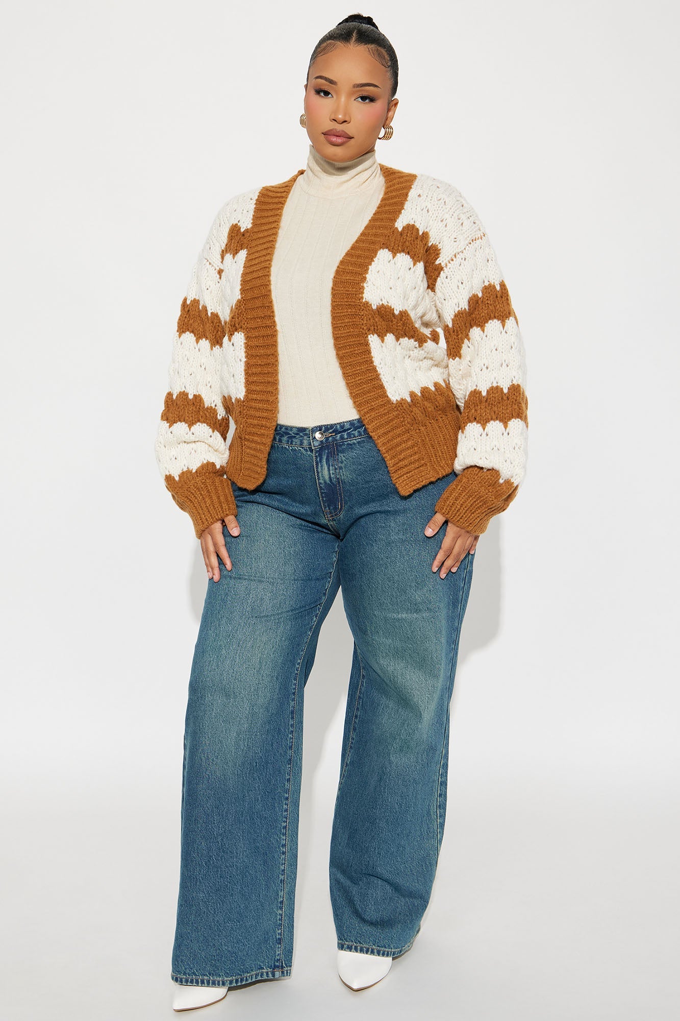 Summer Memories Chunky Striped Cardigan - Brown Combo