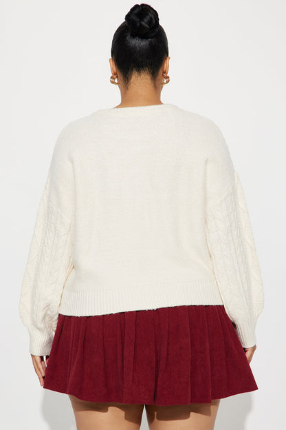 Silent Mode Cable Knit Sweater - Cream