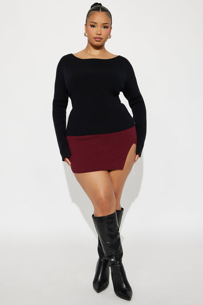 No Plans Tonight Sweater Top - Black