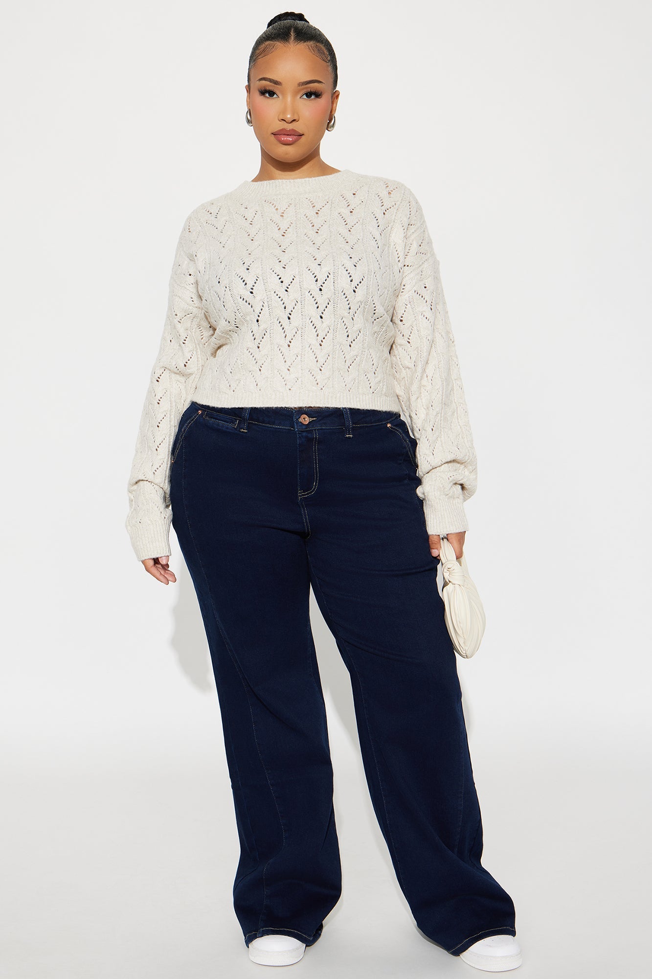 Brunch Girly Pointelle Sweater - Oatmeal