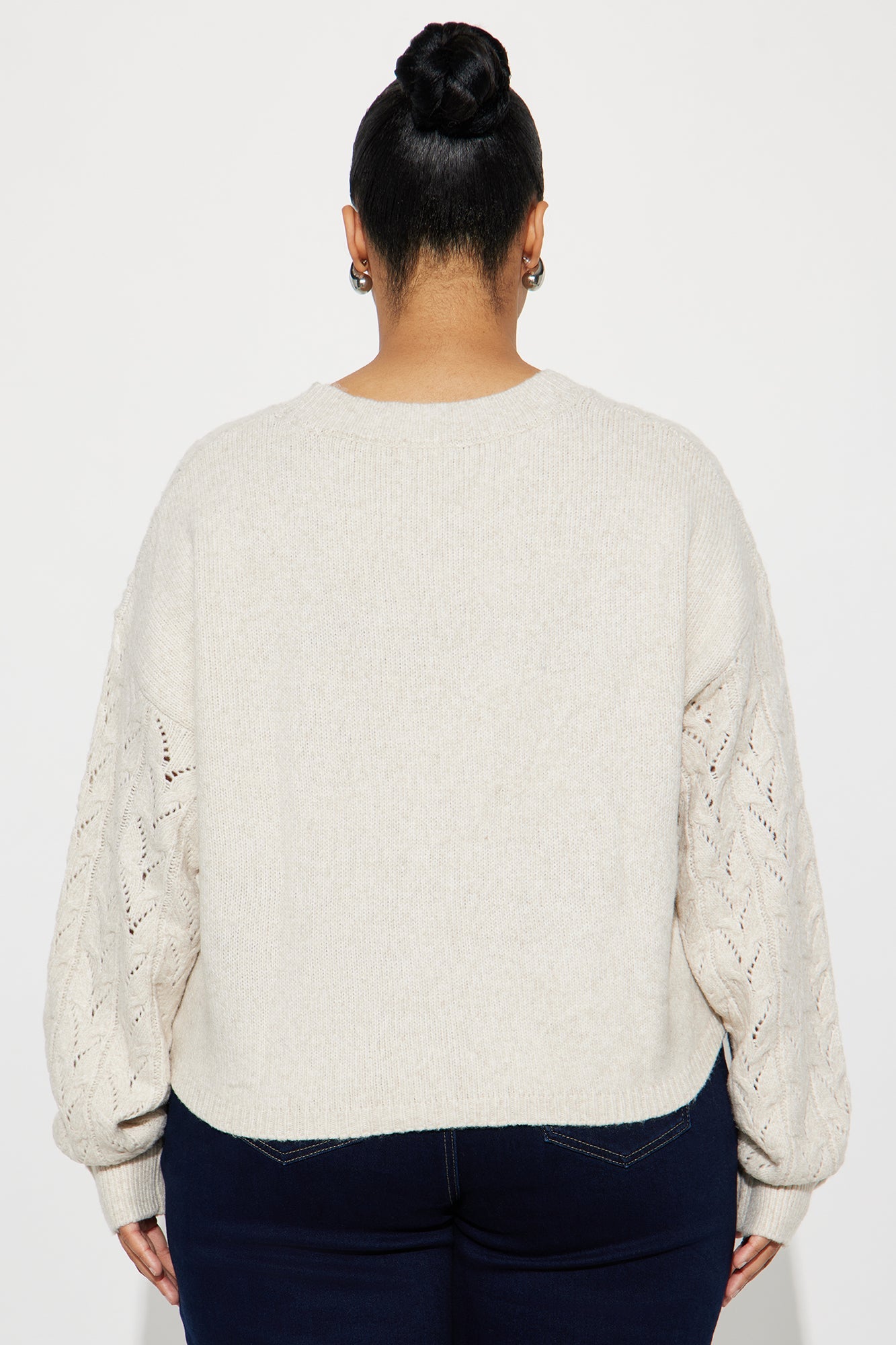Brunch Girly Pointelle Sweater - Oatmeal