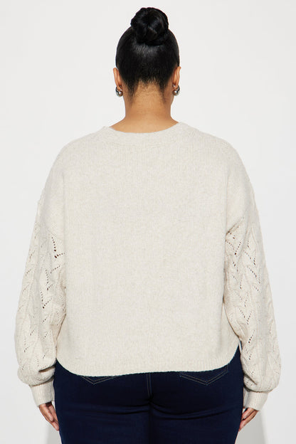 Brunch Girly Pointelle Sweater - Oatmeal