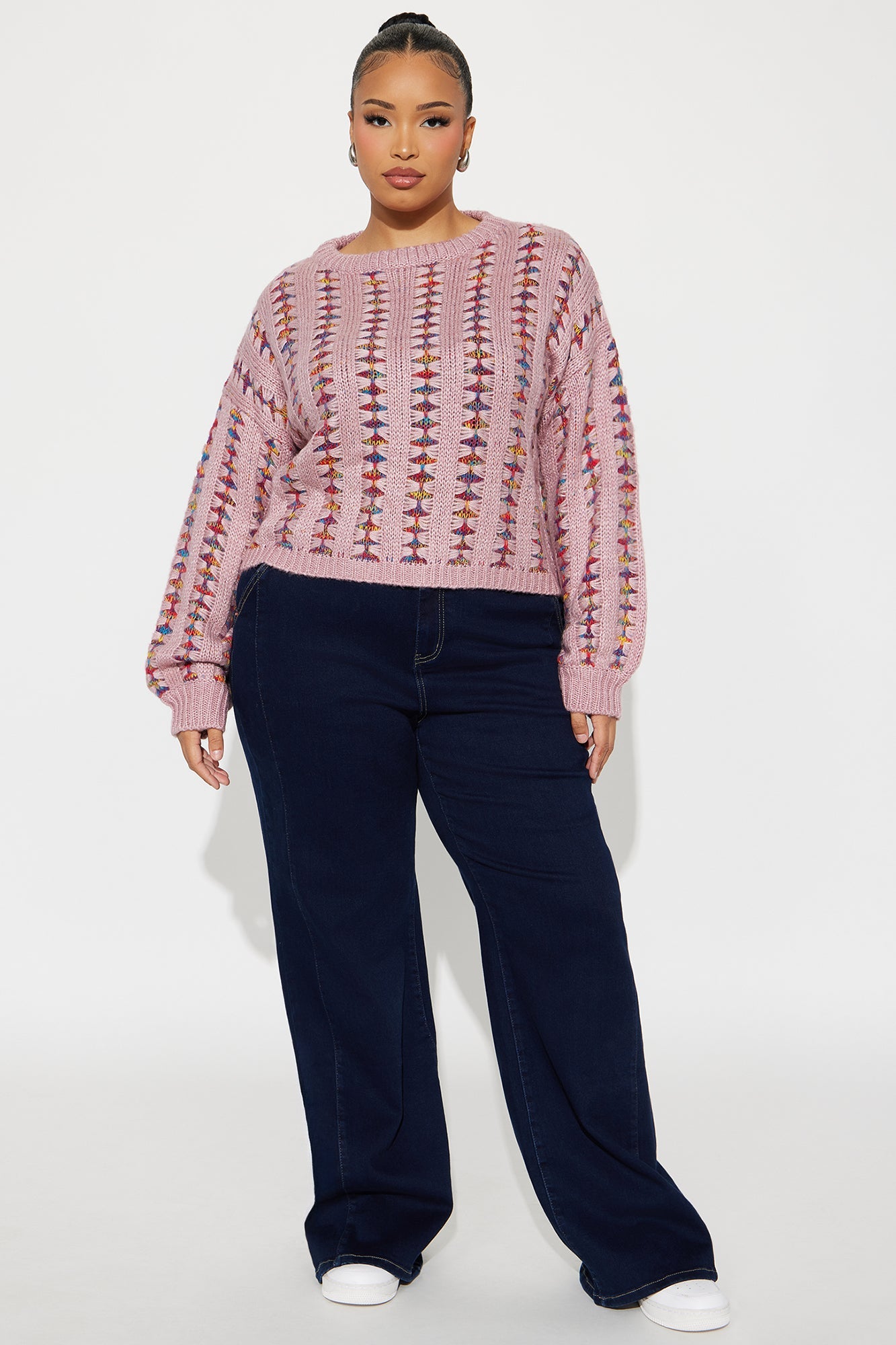 Cozy By My Side Crew Neck Sweater - Pink/combo