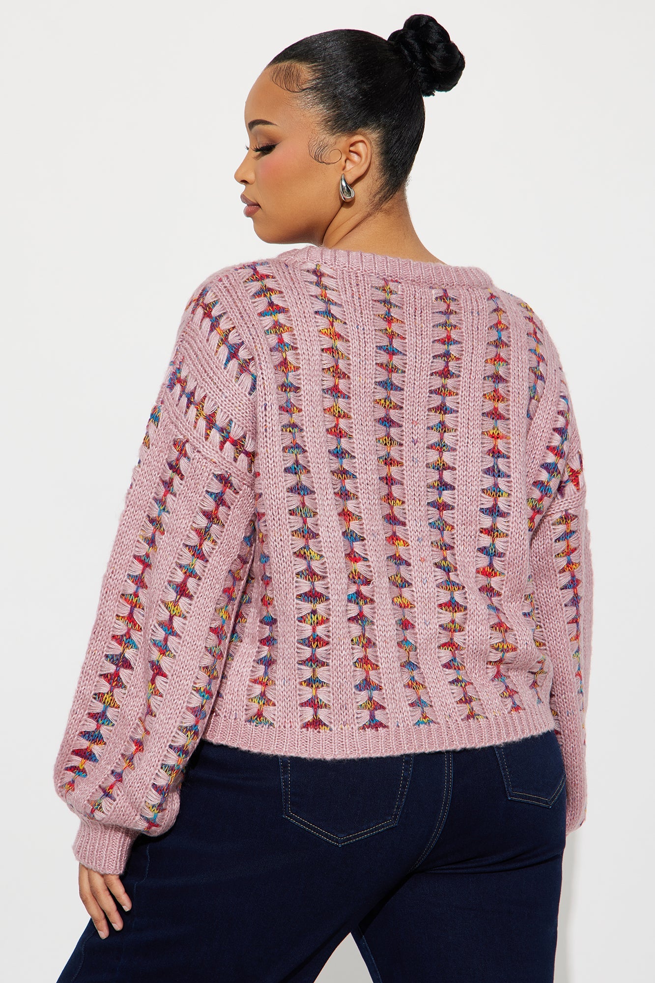 Cozy By My Side Crew Neck Sweater - Pink/combo