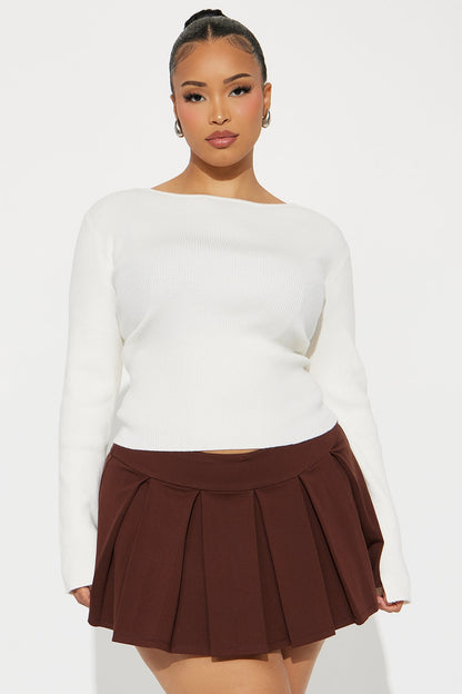No Plans Tonight Sweater Top - Ivory
