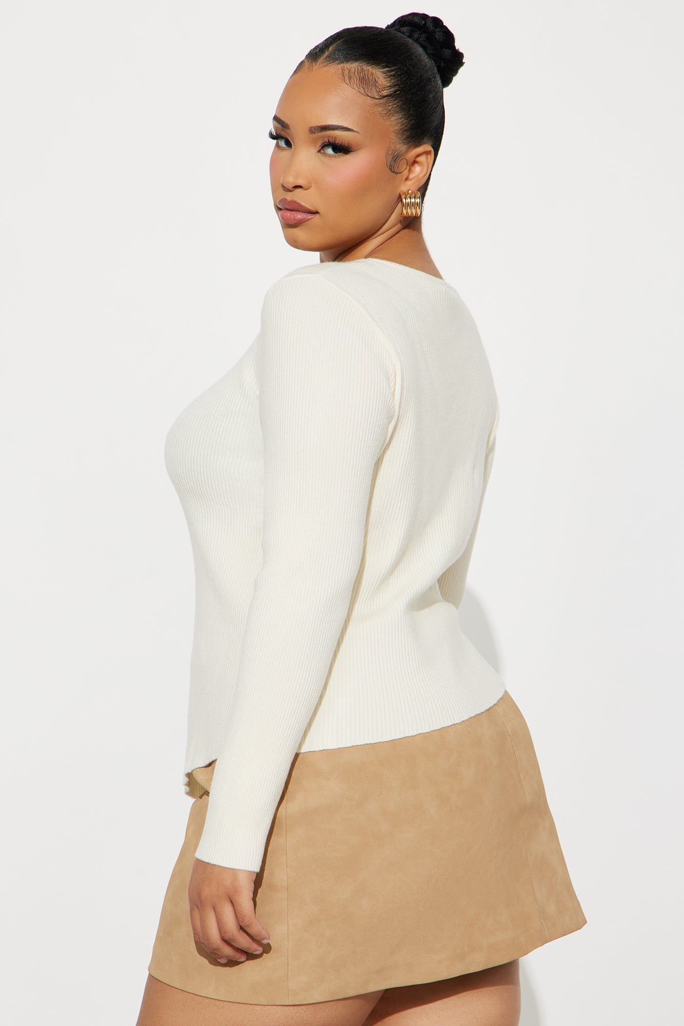 Pumpkin Spice Hardware Sweater Top - Ivory