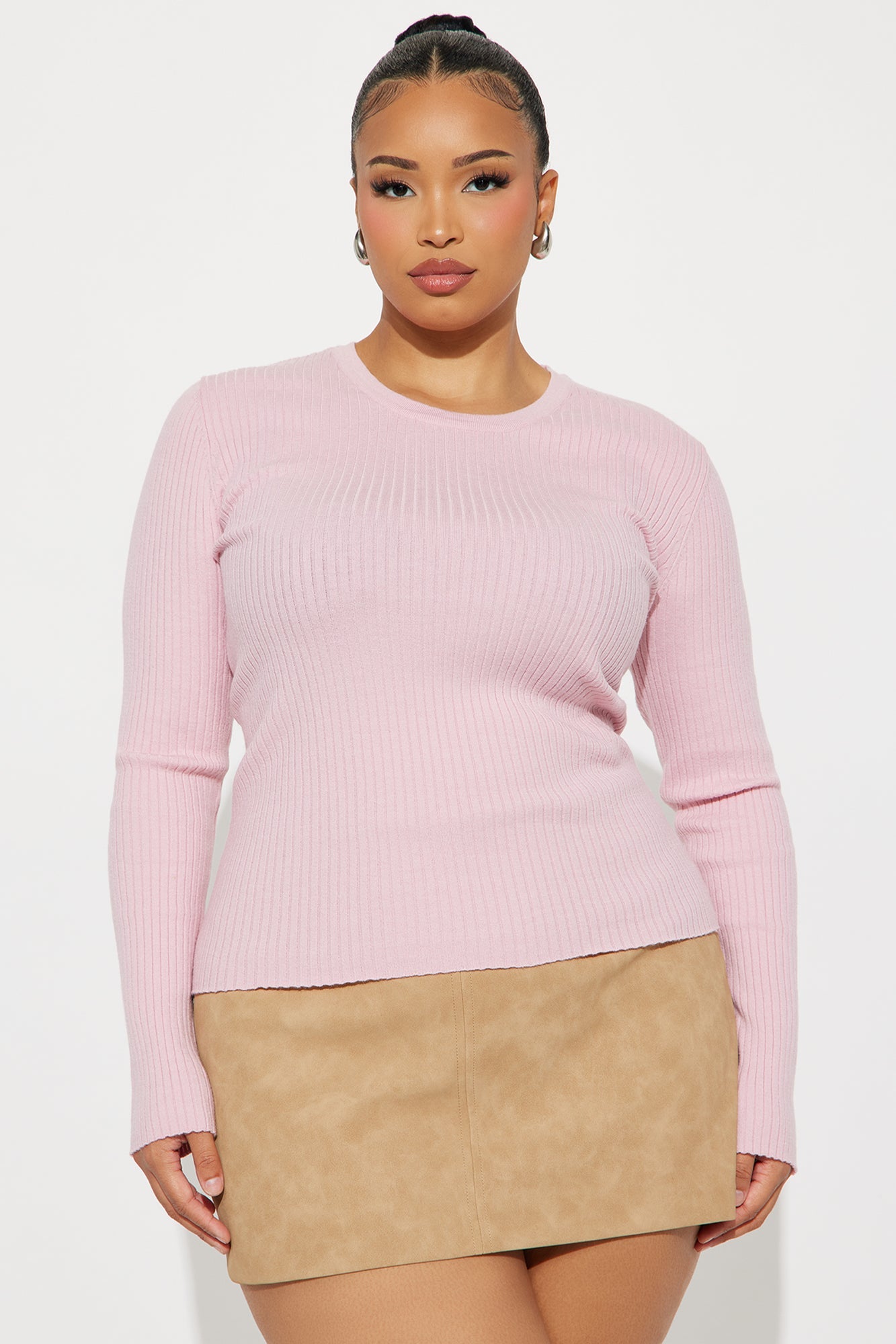 Basically Perfect Ribbed Sweater - Pink