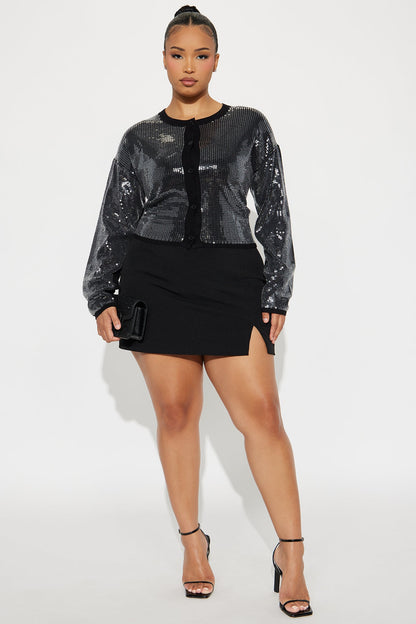 Star Queen Sequin Cardigan - Black
