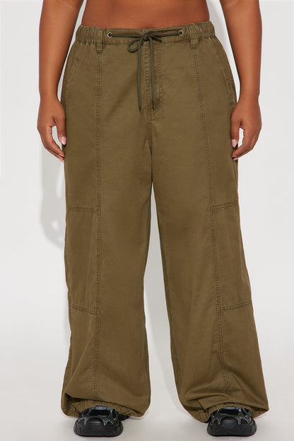 Olivia Wide Leg Jogger - Dark Olive