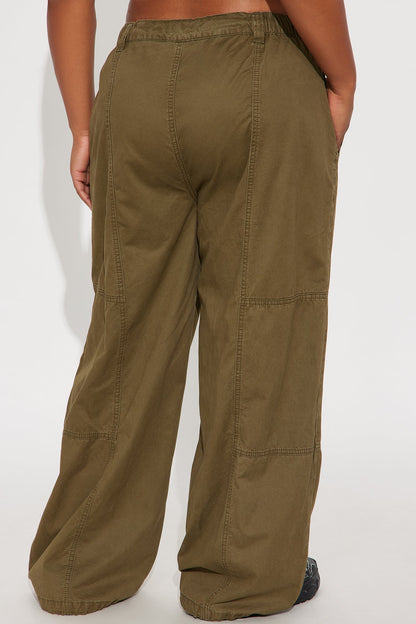 Olivia Wide Leg Jogger - Dark Olive