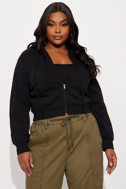 Kinsley Cropped Hoodie - Black