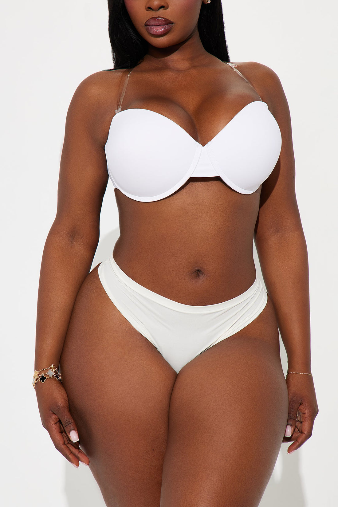 Lola Clear Strap Push Up Balconette Bra - White