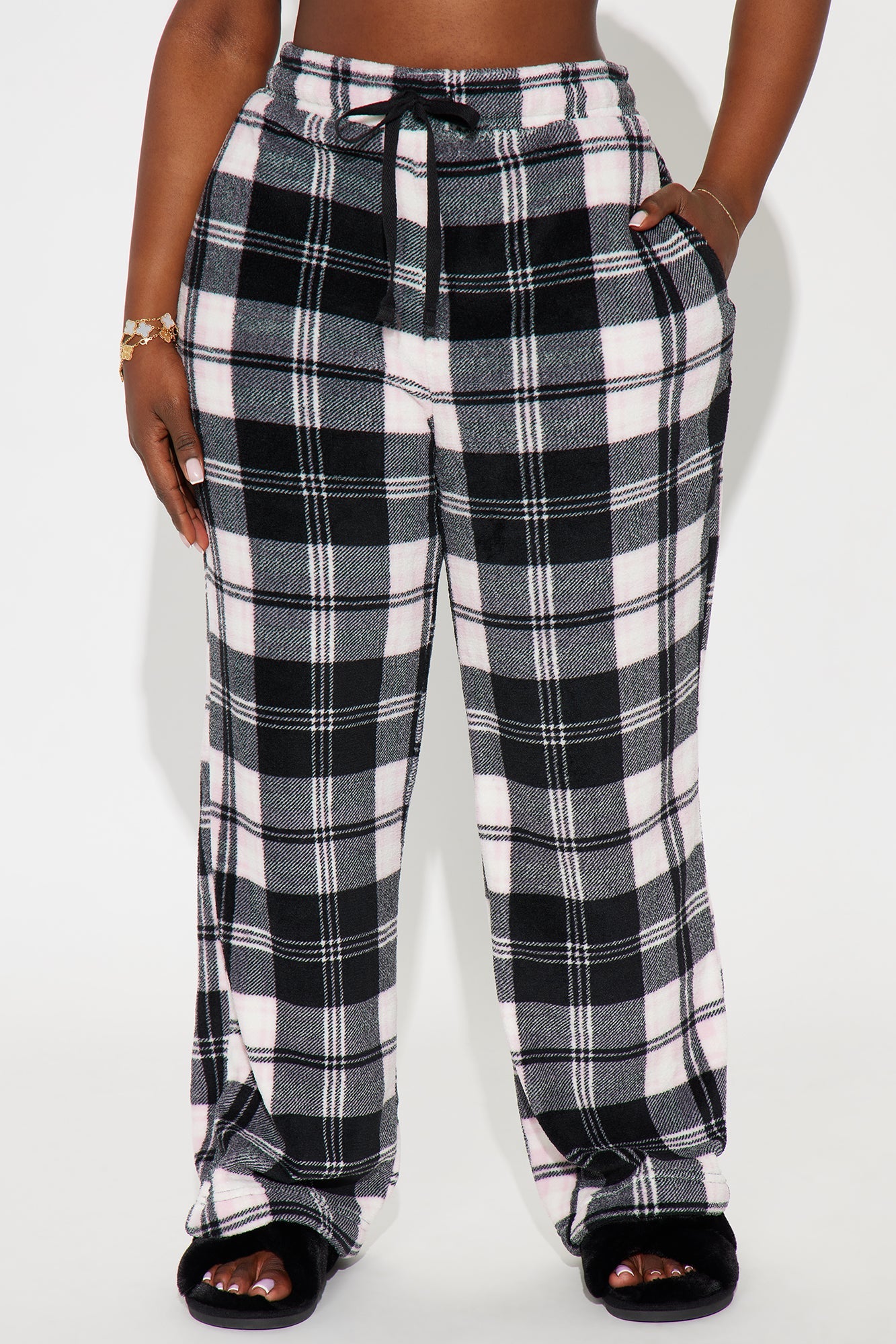 Staying Warm Plush PJ Pants - Black/Pink