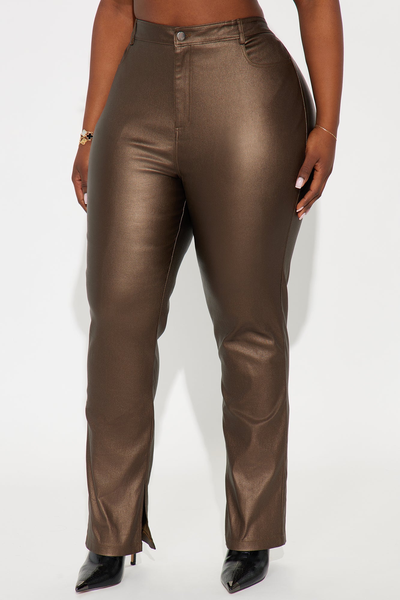 Gia Faux Leather Skinny Pant - Bronze