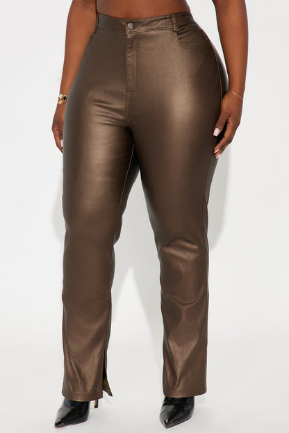 Gia Faux Leather Skinny Pant - Bronze