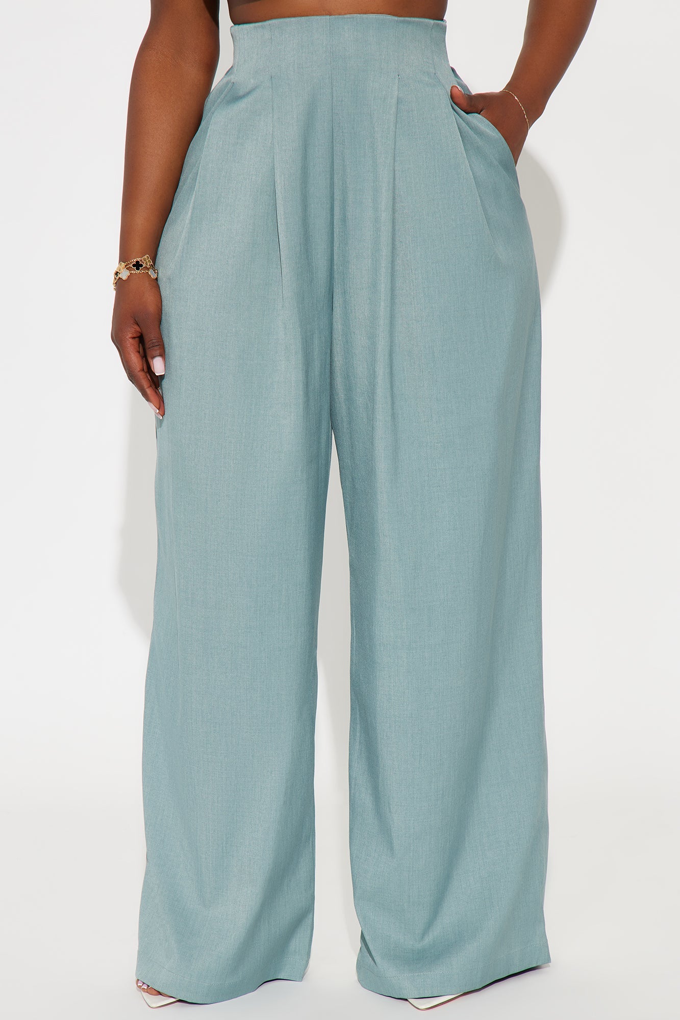 Nicole Wide Leg Trouser Pant 33 - Blue