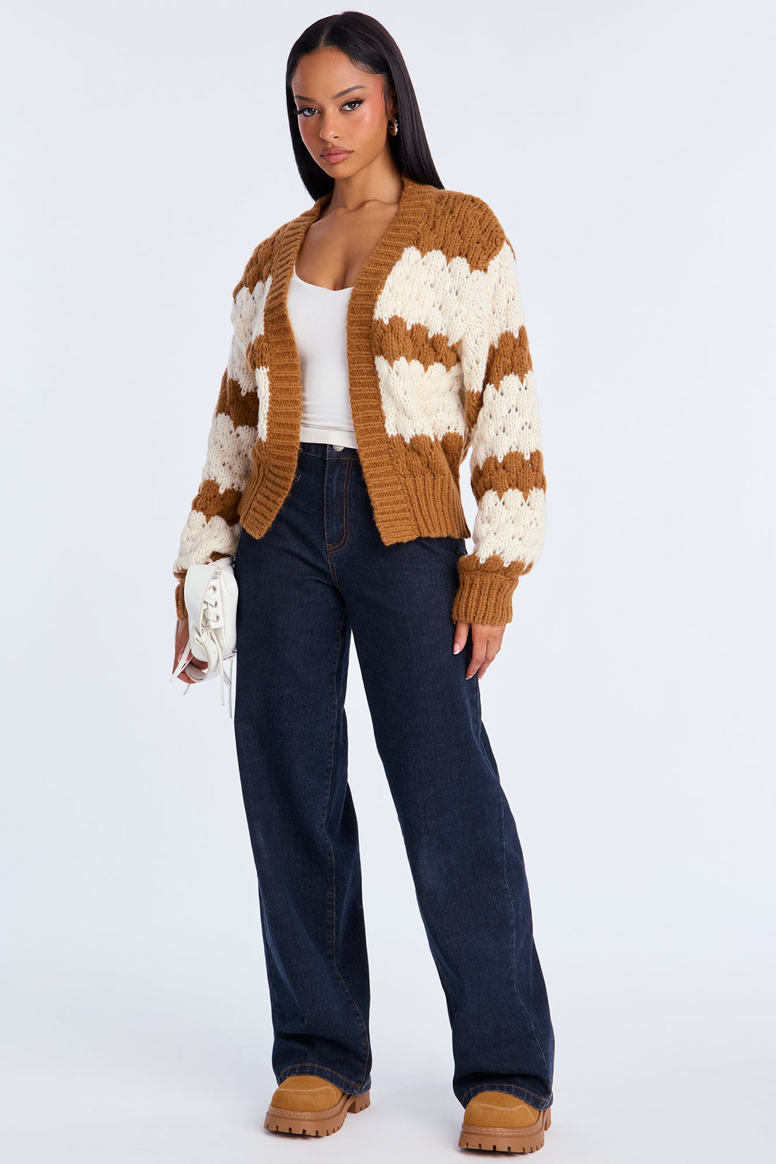Summer Memories Chunky Striped Cardigan - Brown Combo