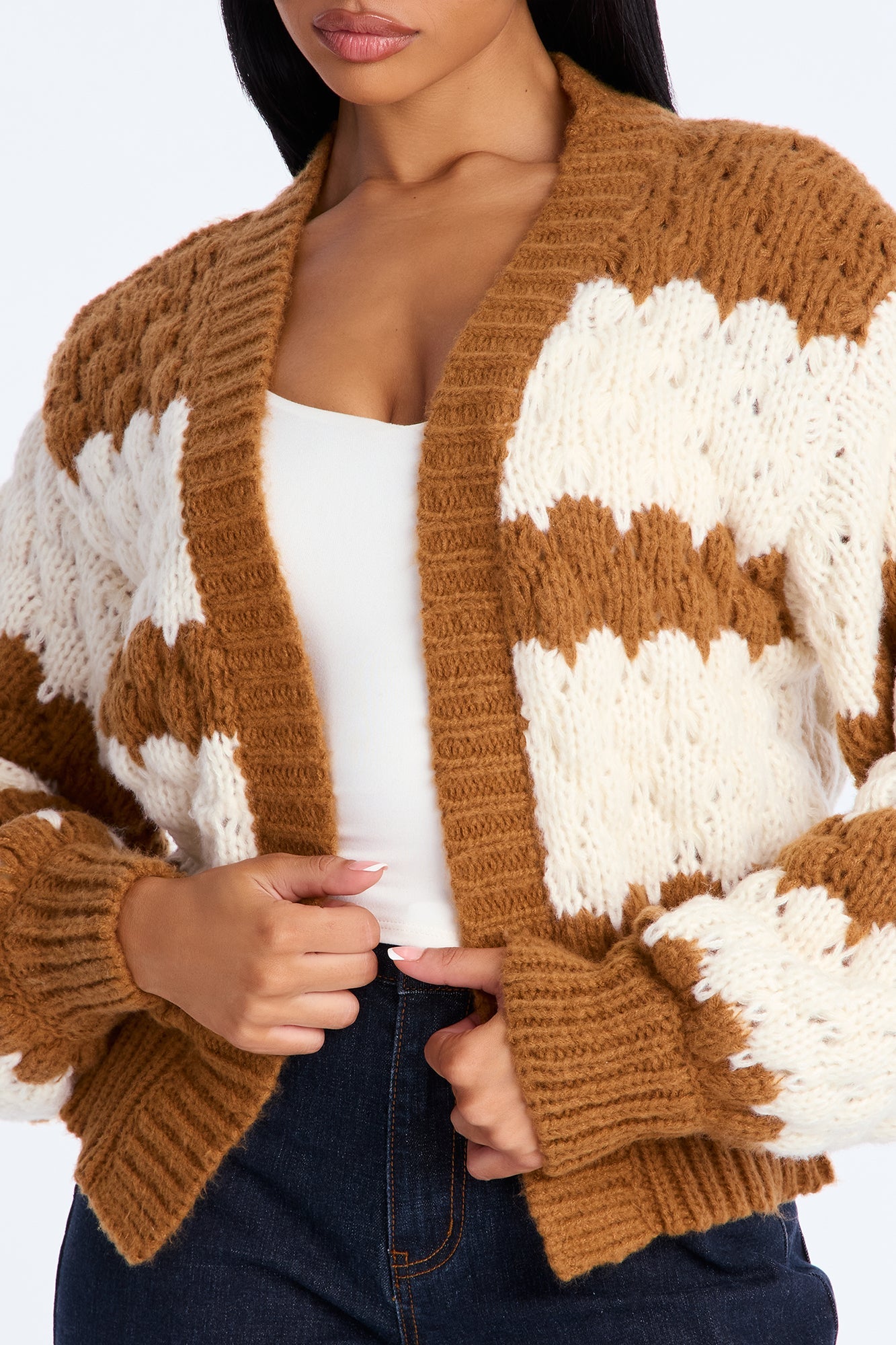 Summer Memories Chunky Striped Cardigan - Brown Combo