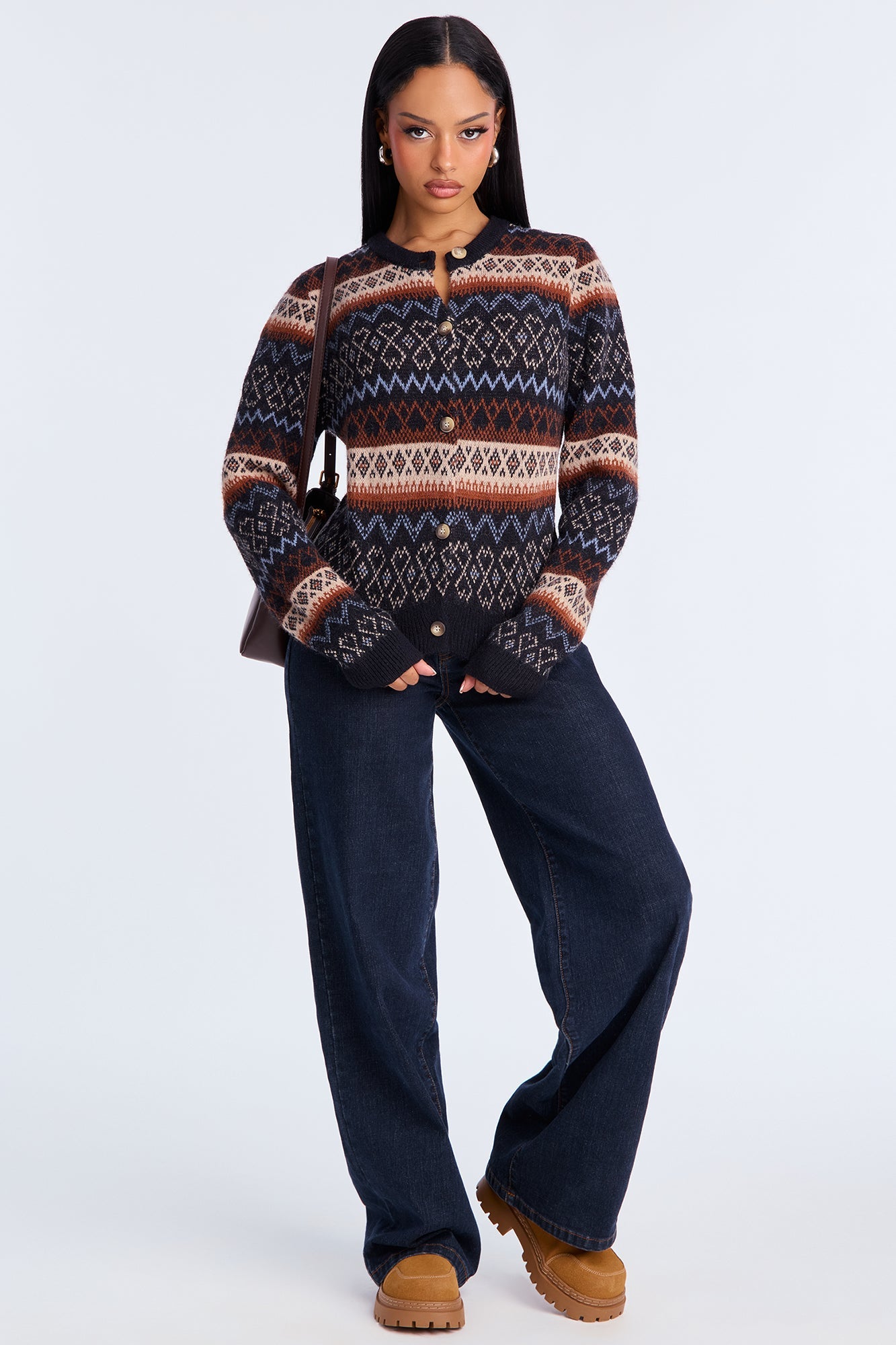 Penelope Fair Isle Cardigan - Black/combo