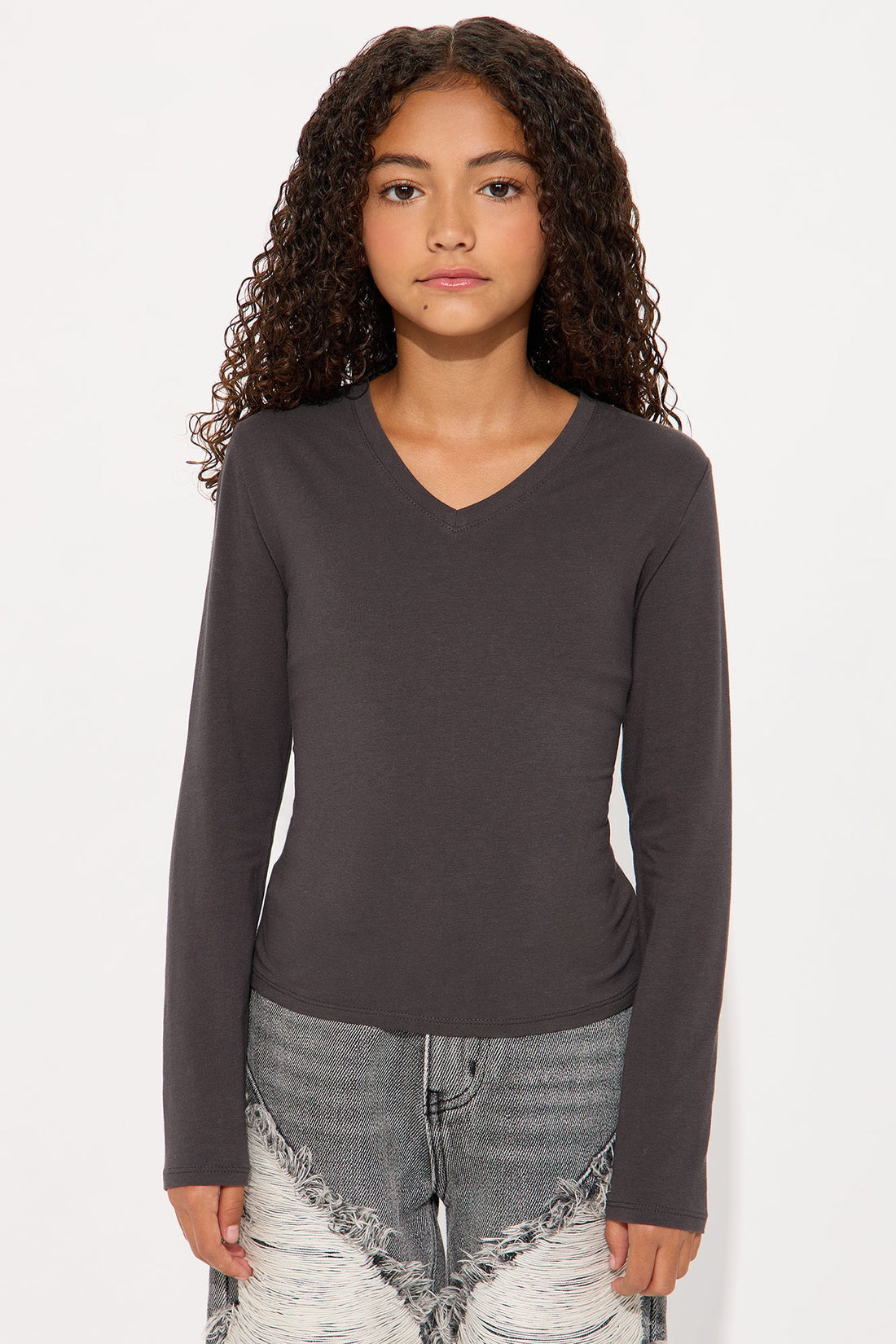 Mini Nara Long Sleeve Top - Dark Grey