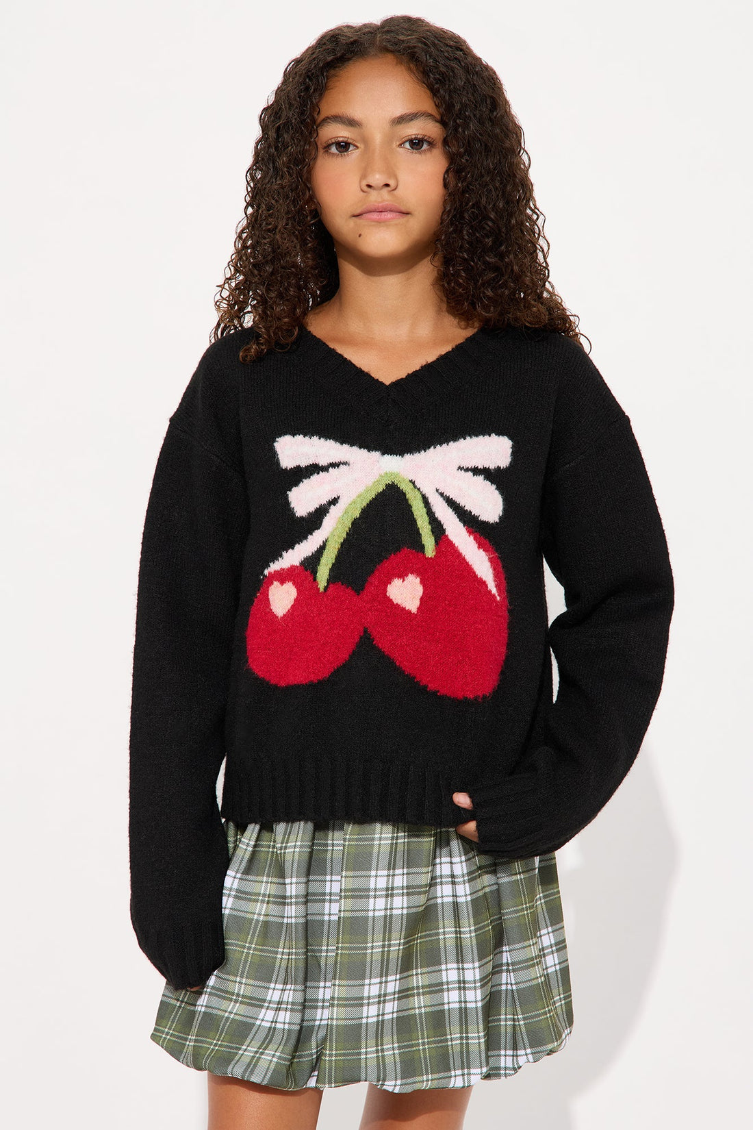 Mini Cherry Girl Sweater - Black/combo