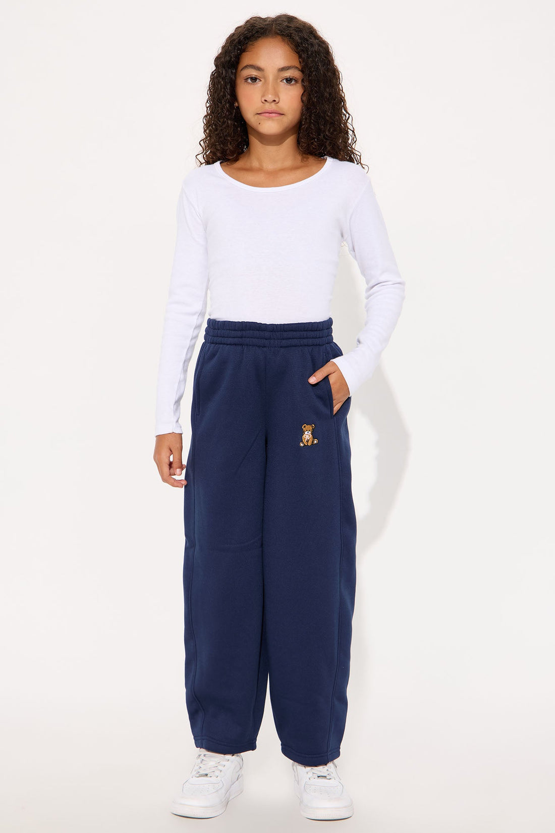 Mini Beary Sweet Wide Leg Pants - Navy